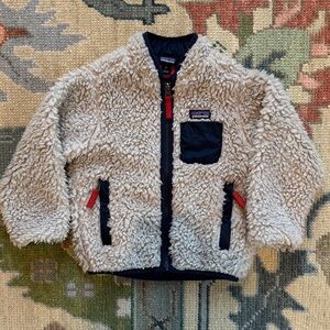 Patagonia Tan RetroX Fleece Jacket with Navy Trim